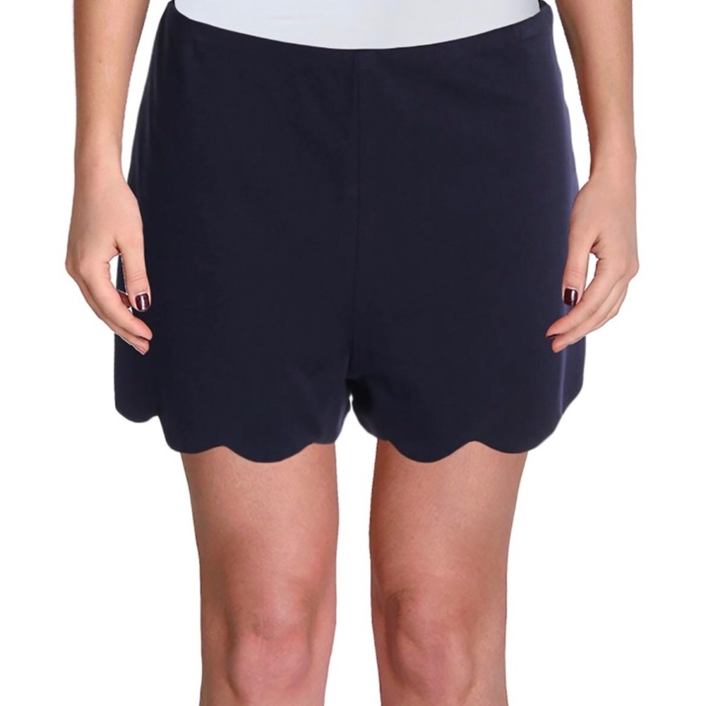 Necessary Objects Scalloped Hem Shorts - Navy